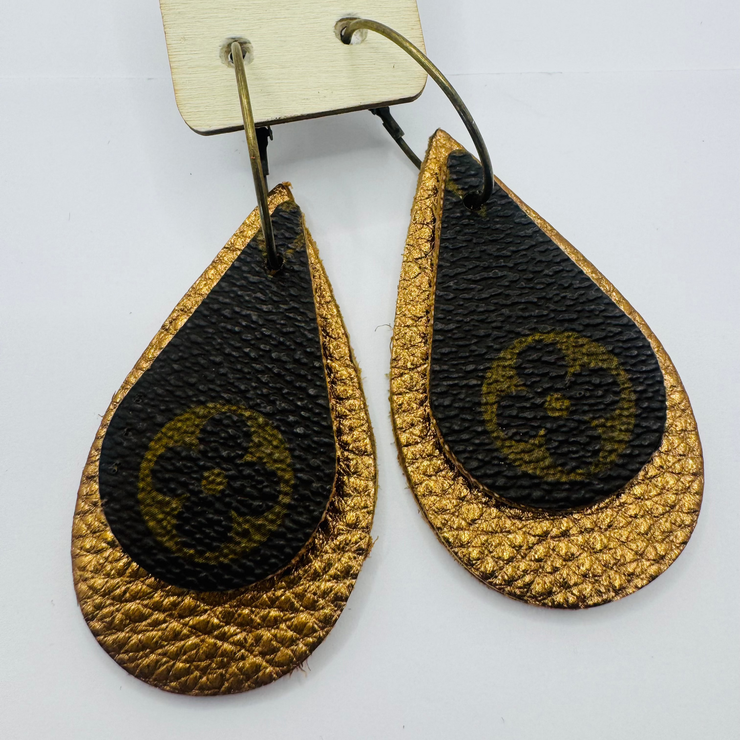 Metallic Brown Clover Earrings by Jagged Leather