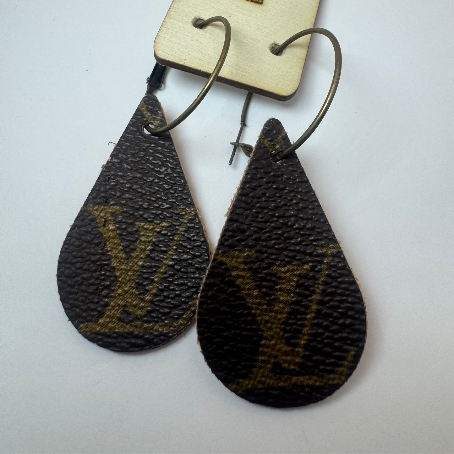 Brown Designer Small Tear drop Earrings by Jagged Leather