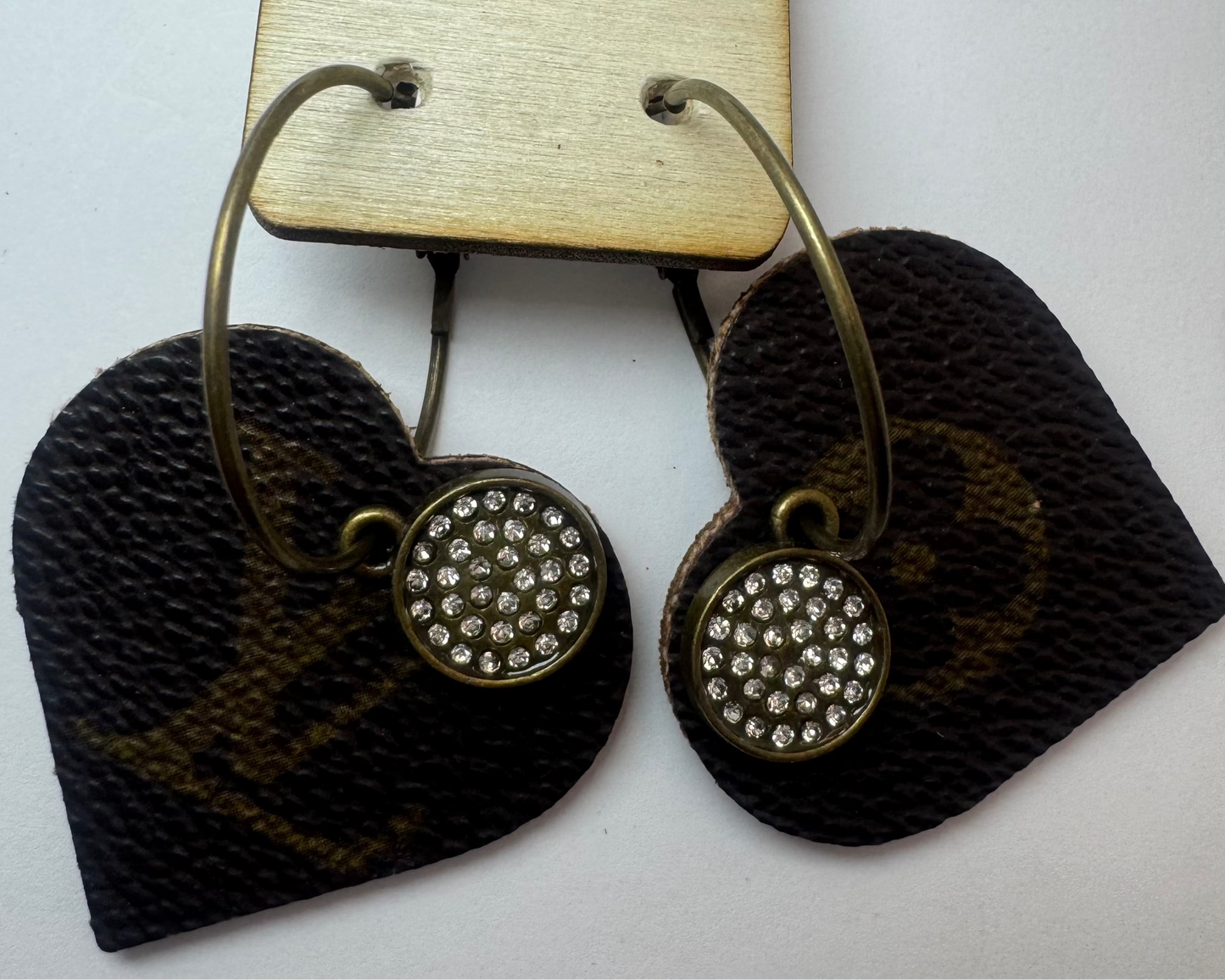 Brown Designer Heart Earrings by Jagged Leather - view 3