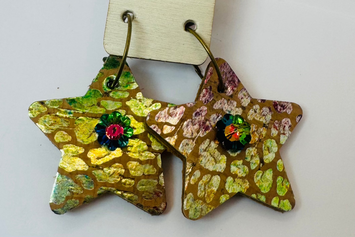 Gold Metallic Star Earrings by Jagged Leather
