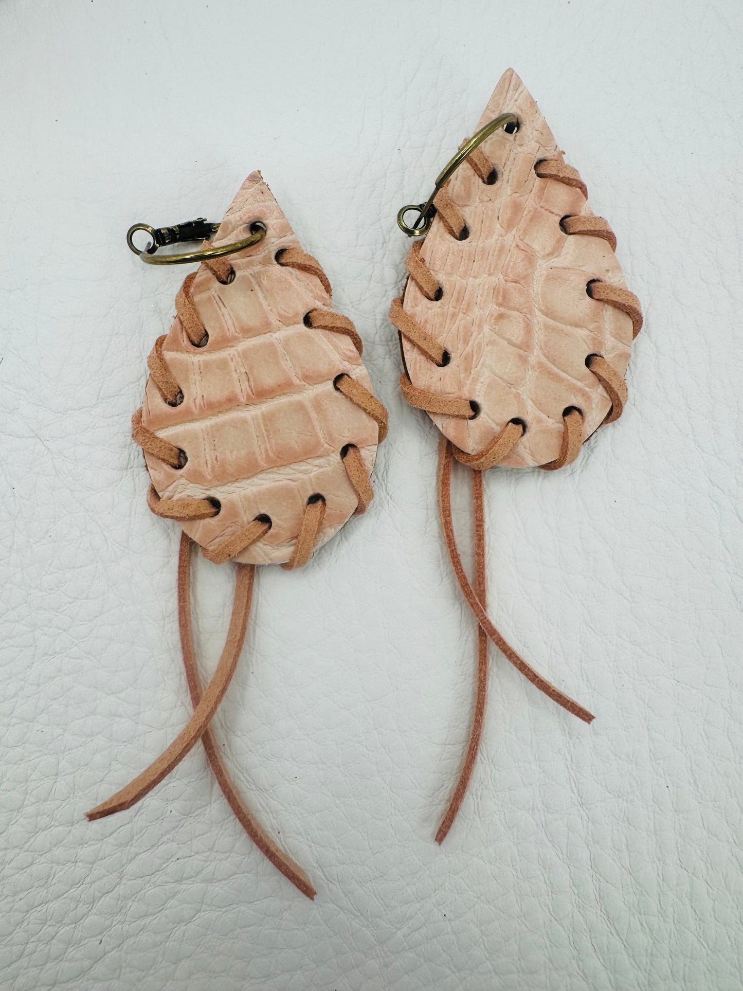 Gator Pink Earrings by Jagged Leather - view 2