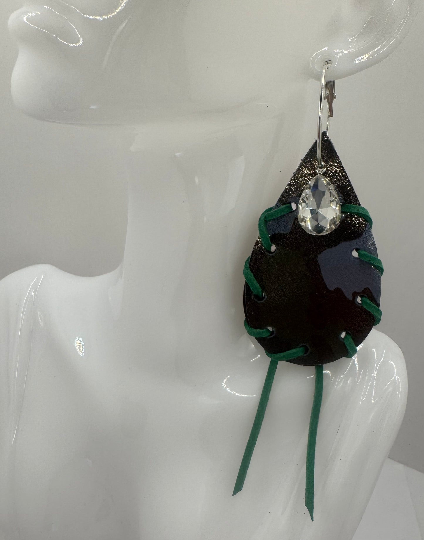 Camo green Sparkle Earrings by Jagged Leather - view 2