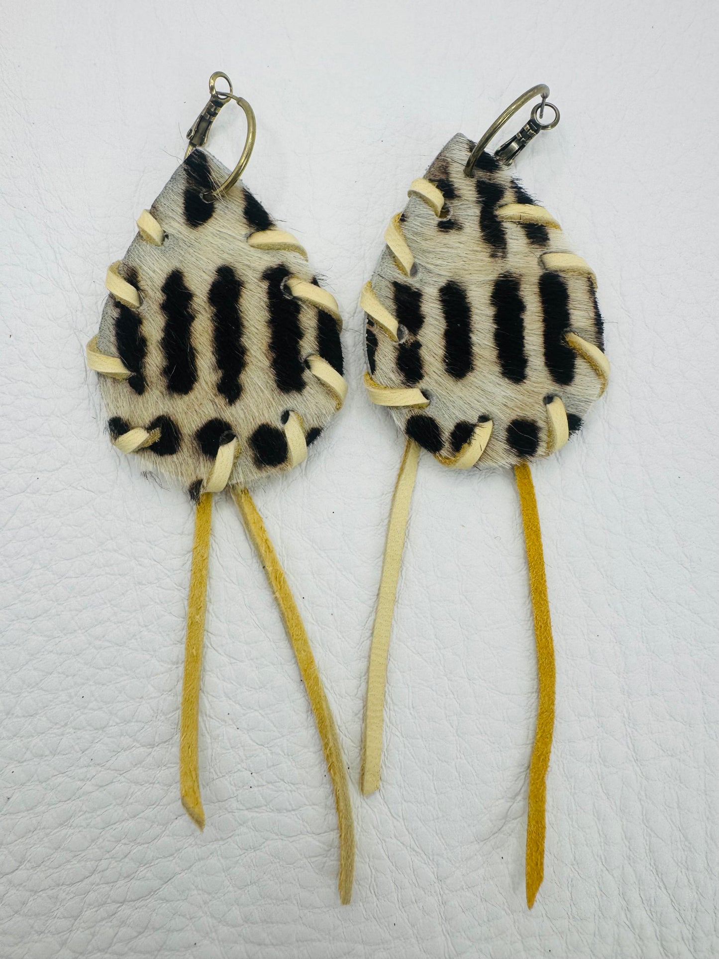 Black & Cream Midnight Sands Earrings by Jagged Leather - view 2