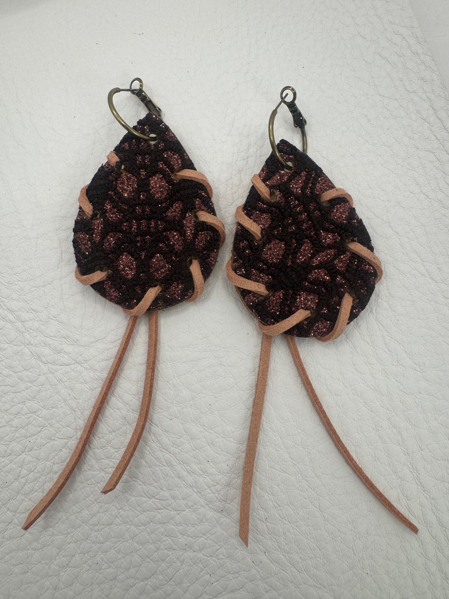 Brown Lace Earrings by Jagged Leather - view 2