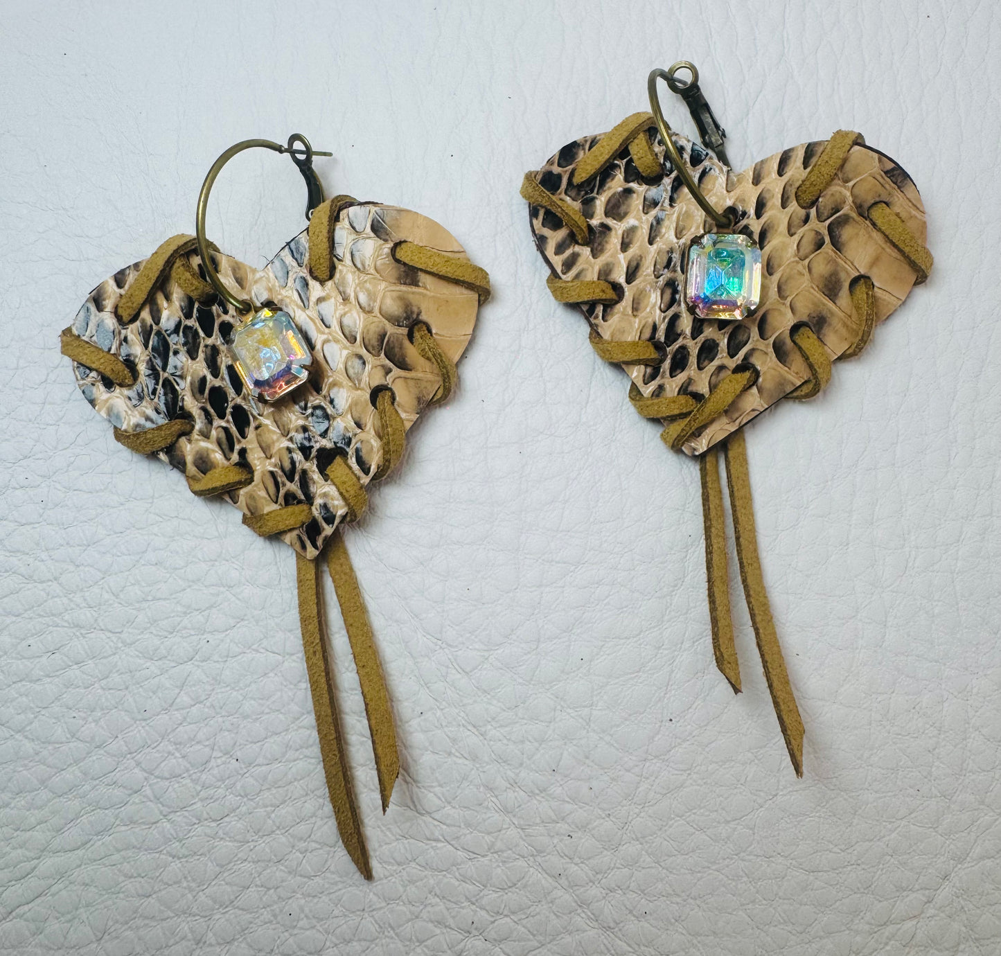 Cream Python Heart by Jagged Leather - view 3