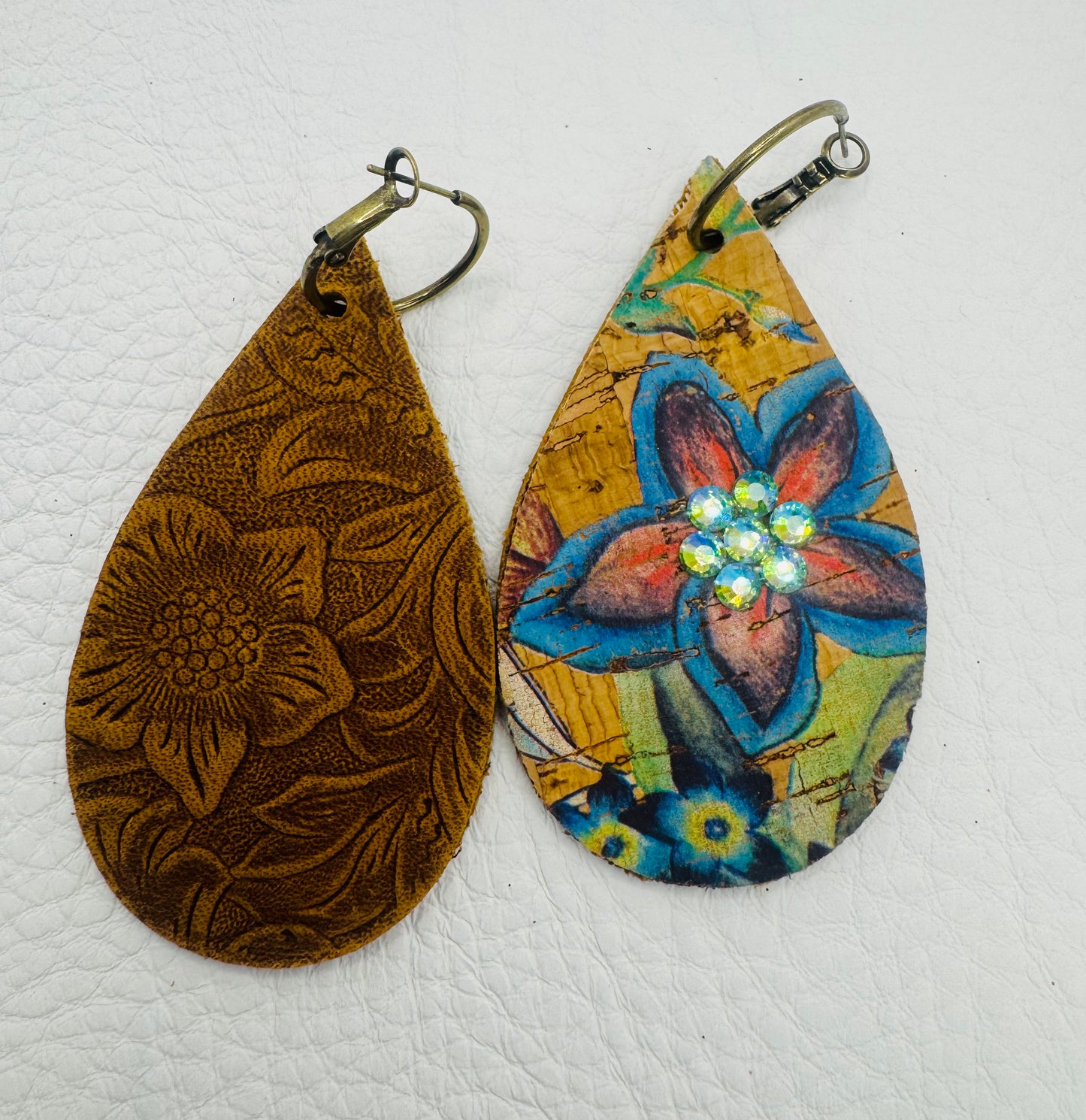 Unique Earrings: Blue Rhinestone by Jagged Leather - view 3