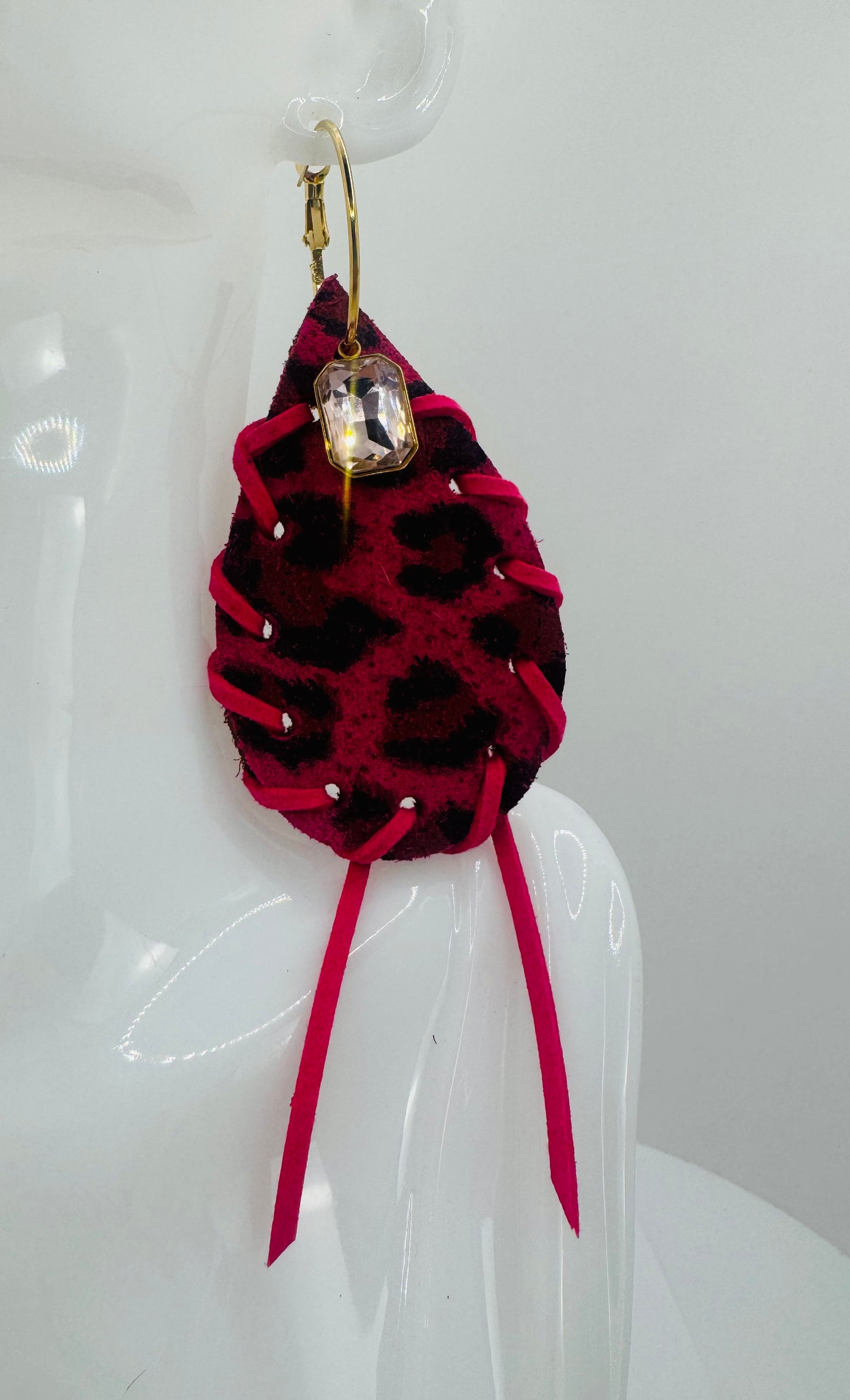 Hot Pink Jungle Queen Earrings by Jagged Leather - view 2