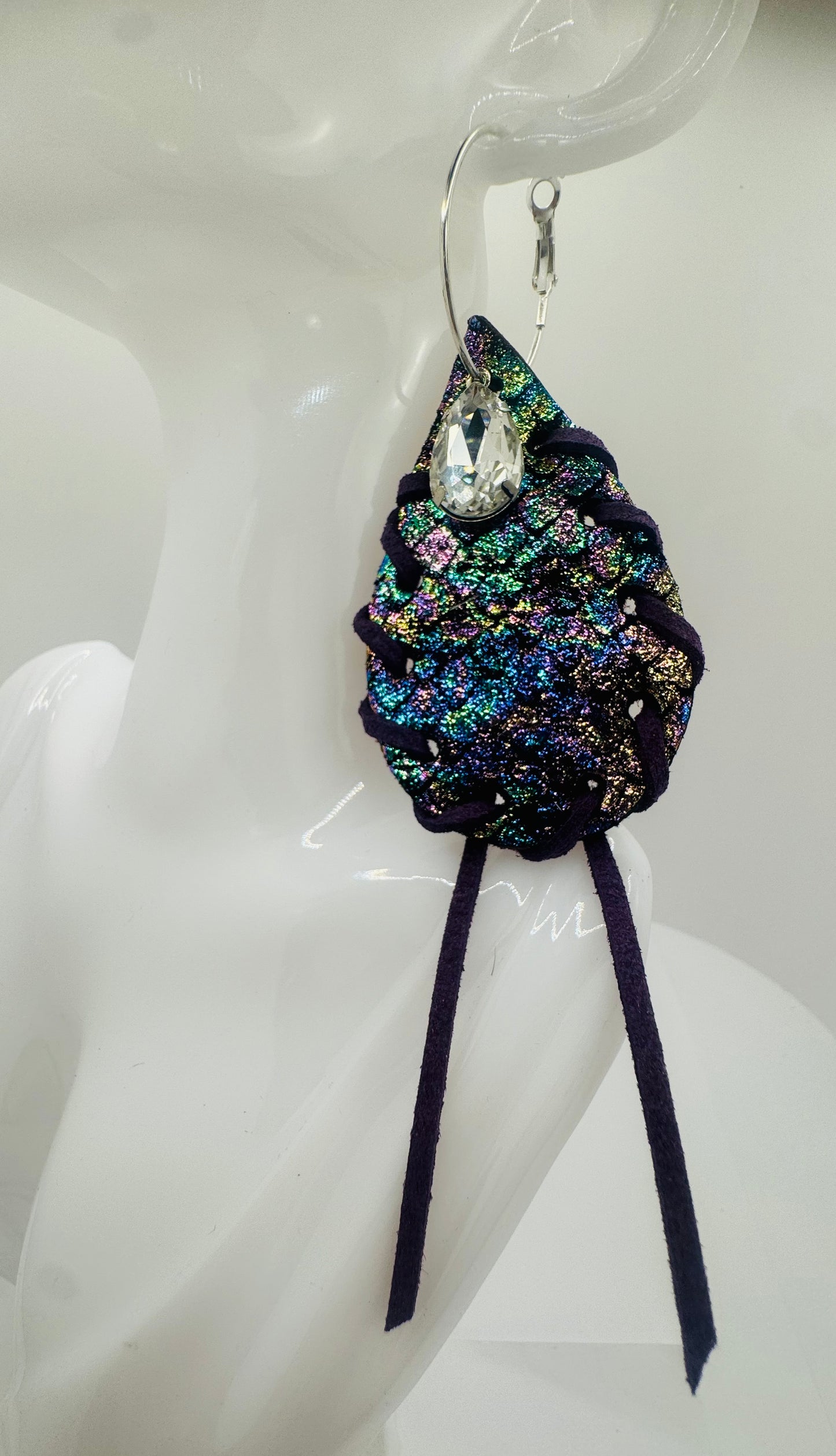 Blue Mermaid Love Earrings by Jagged Leather - view 2