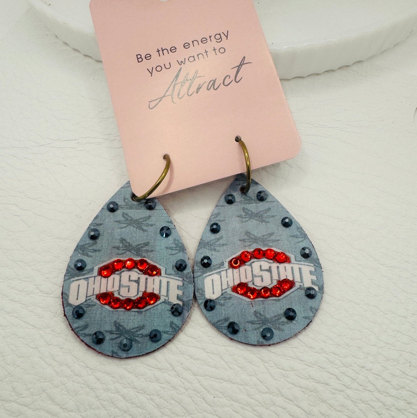 Scarlett & Gray Football Earrings - Jagged Leather Handmade Jewelry