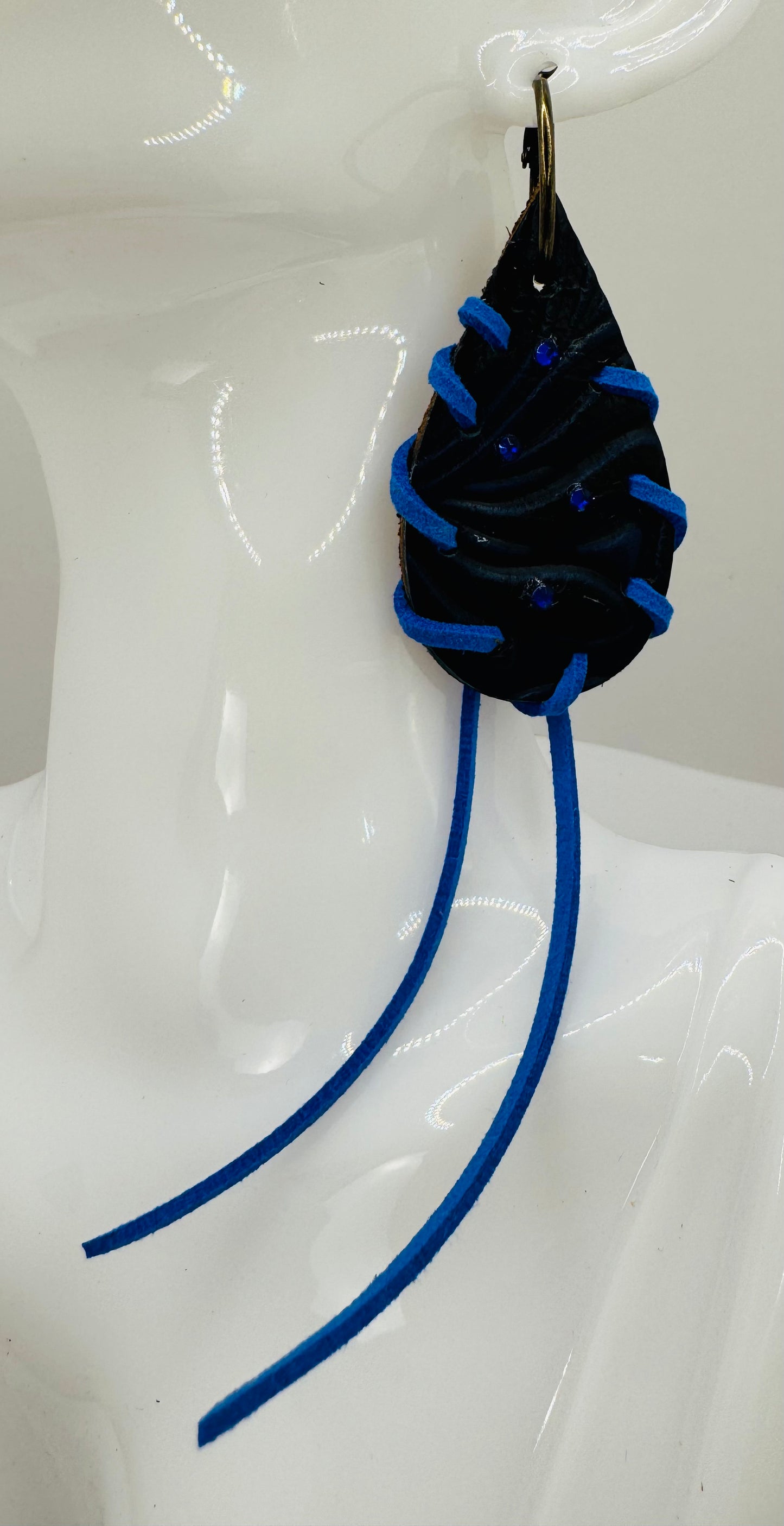 Deep Blue Sea Tassel Earrings by Jagged Leather - view 2