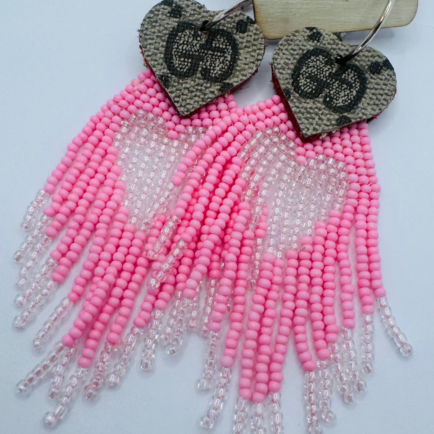 Pink Beaded Heart by Jagged Leather