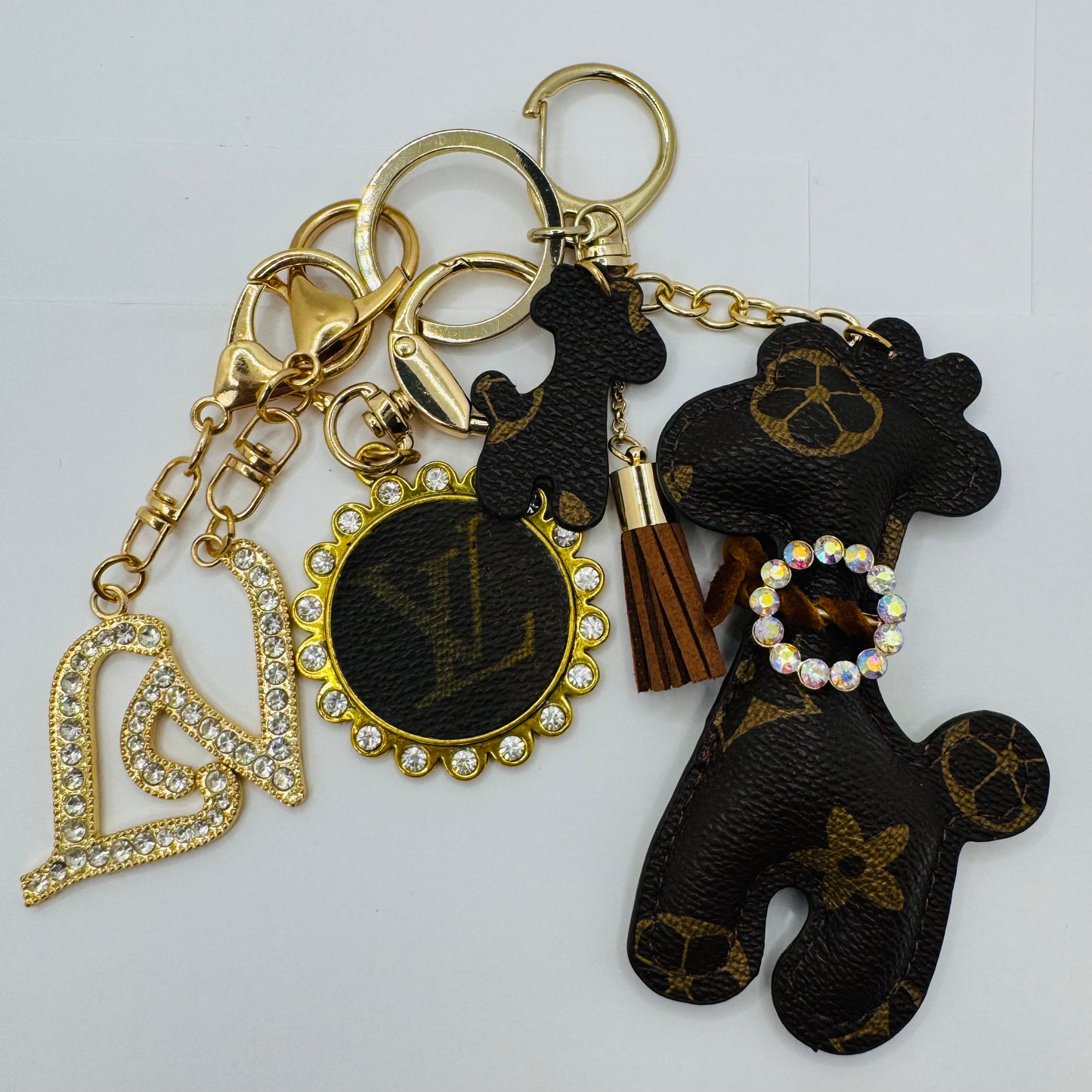 Brown Giraffe with sparkles Key Chain by Jagged Leather - view 2