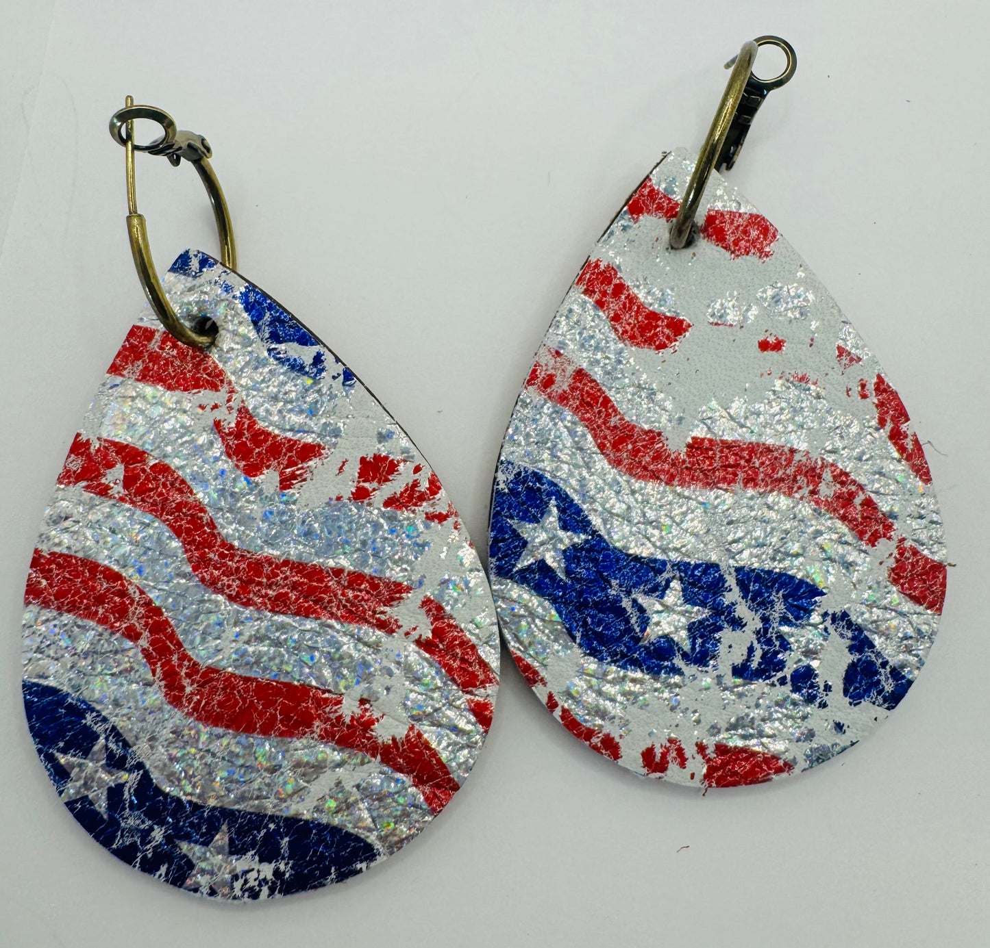 Red & Blue Let Freedom Ring Earrings by Jagged Leather