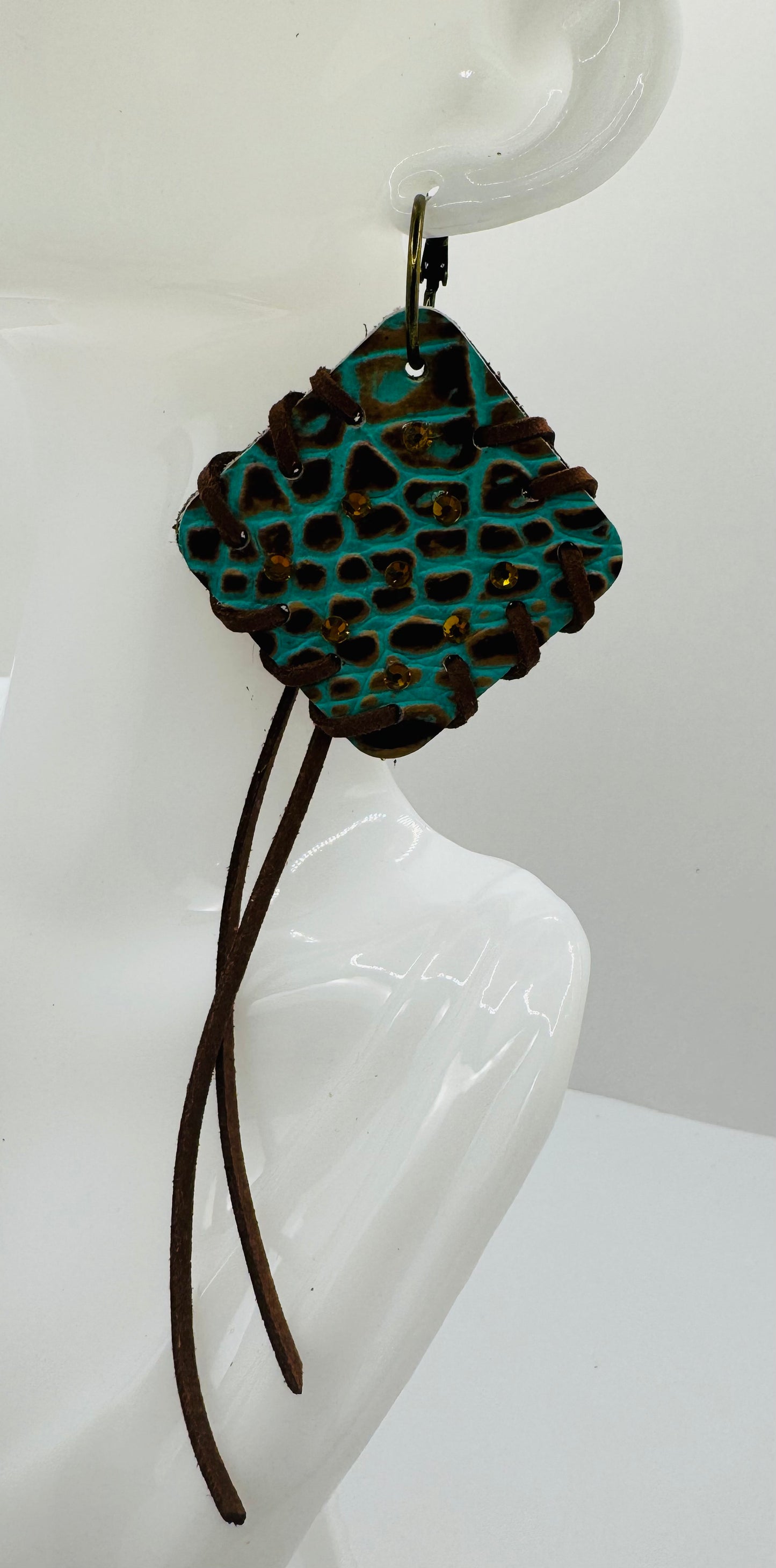 Mint Green Earrings with Tassel Earrings by Jagged Leather - view 2
