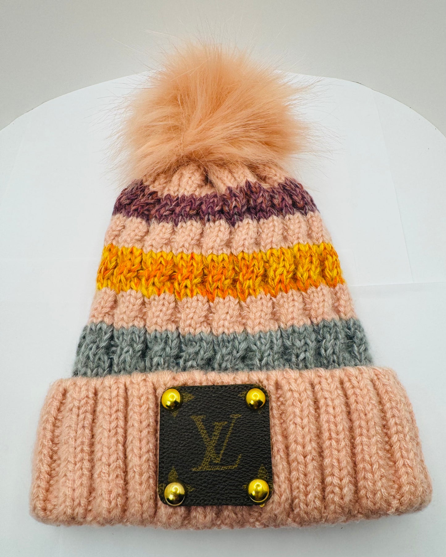 Designer Toboggan: Light Pink with Stripes by Jagged Leather