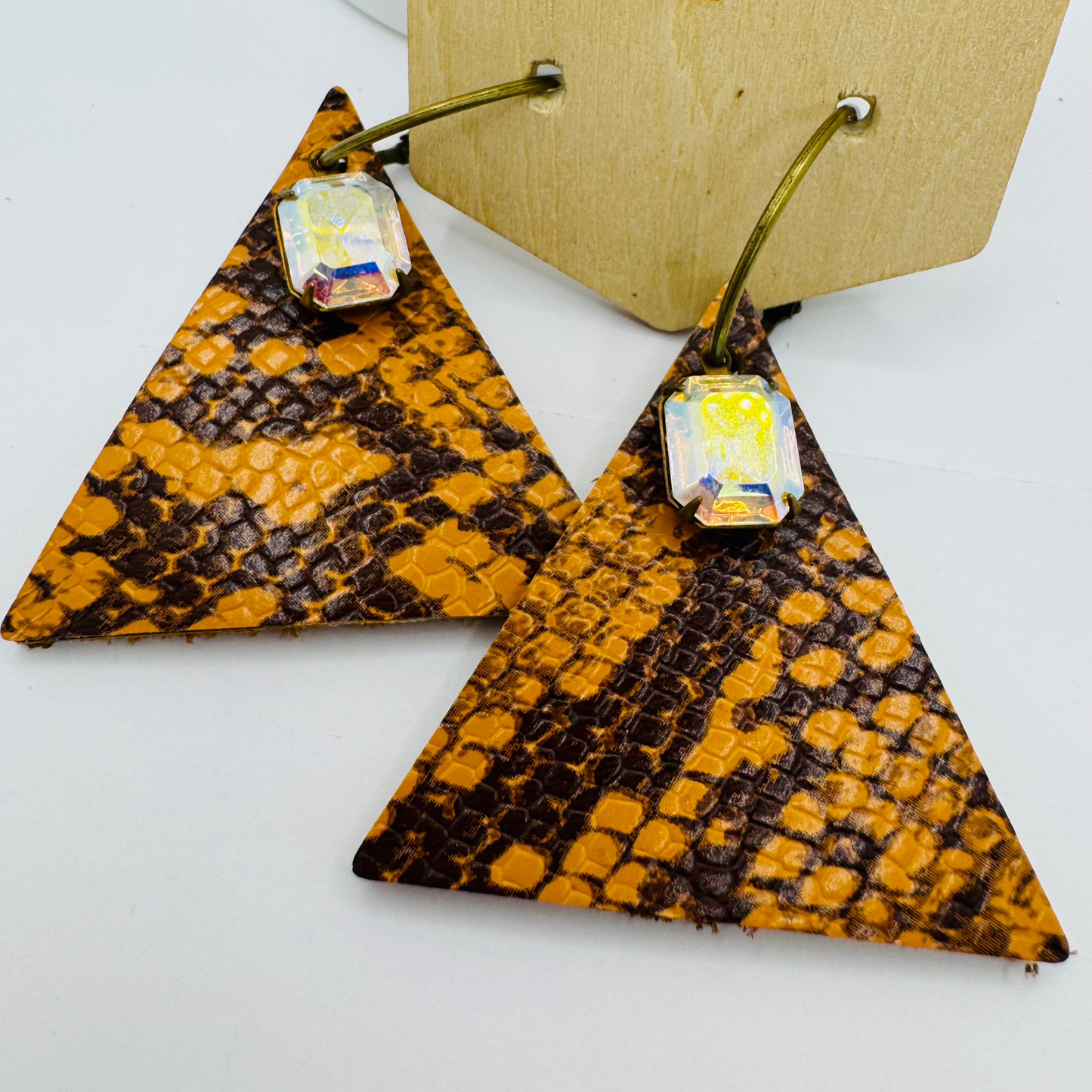 Orange & Black Viper Earrings by Jagged Leather