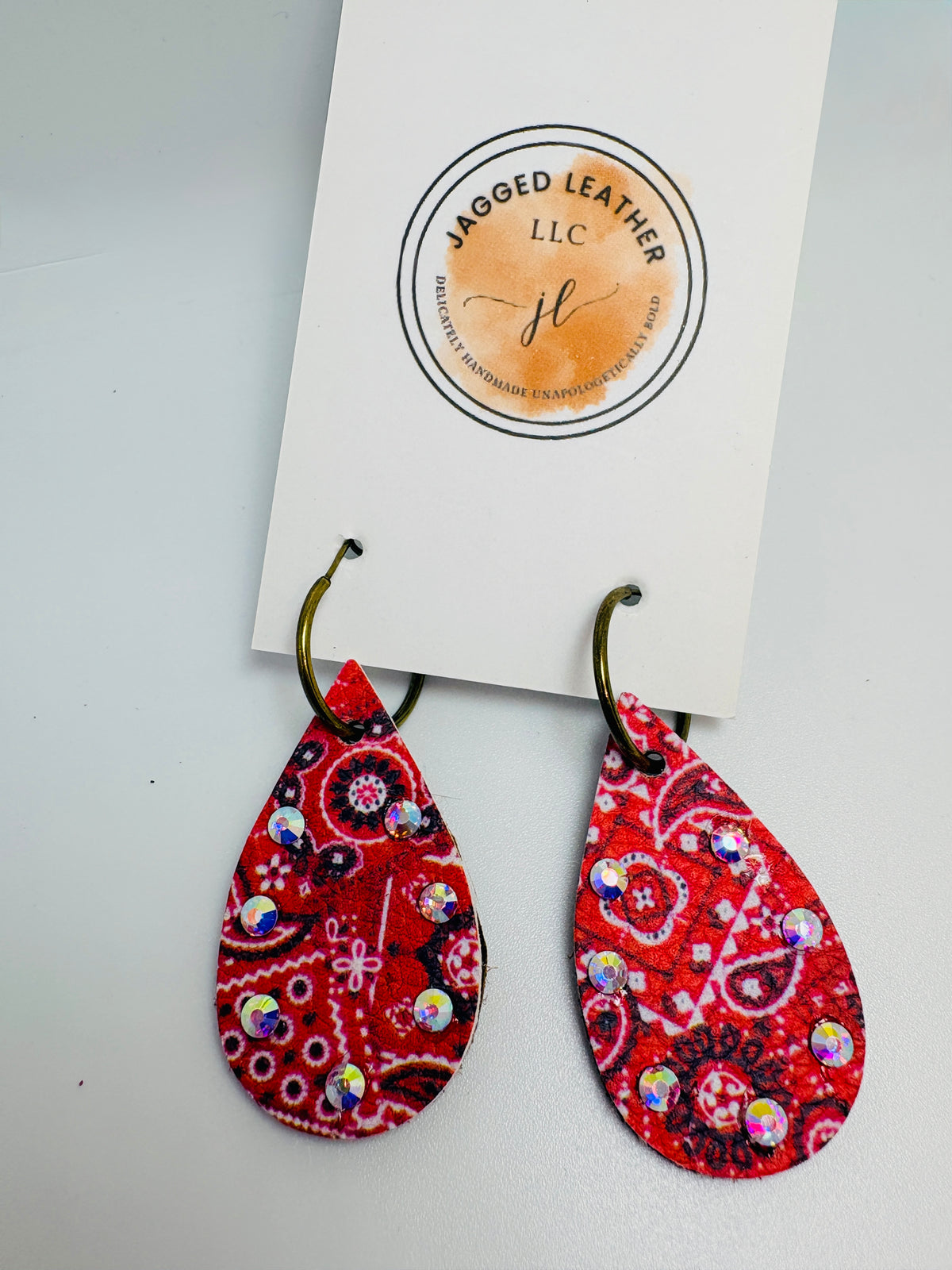 Red Bandana Glam Earrings