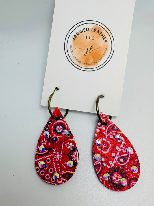 Red Bandana Glam Earrings