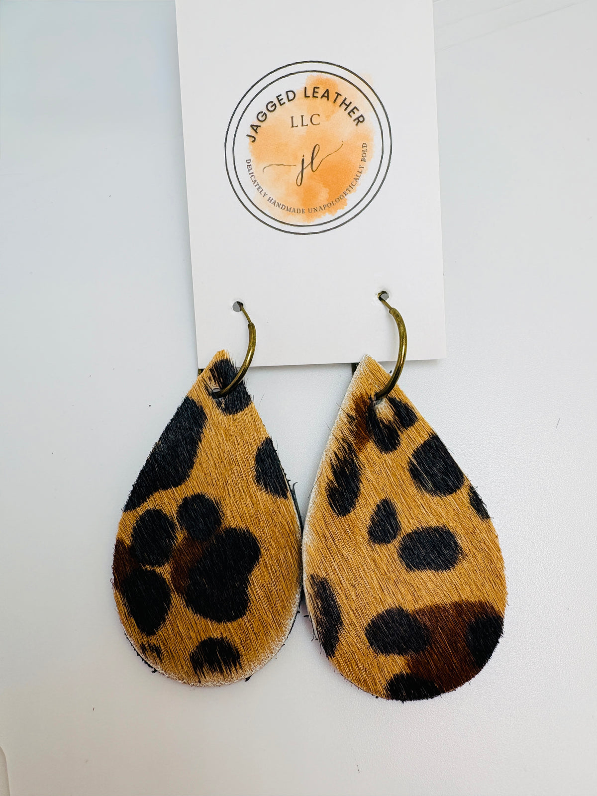 Leopard Hair-on-Hide Leather Earrings