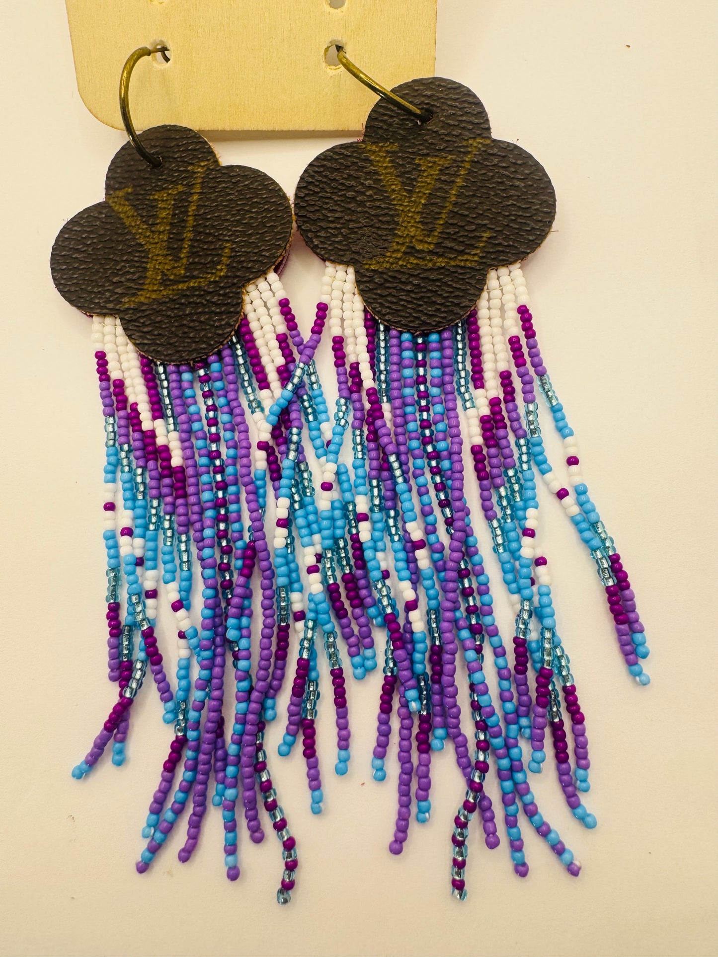 Purple Designer Clover Earrings