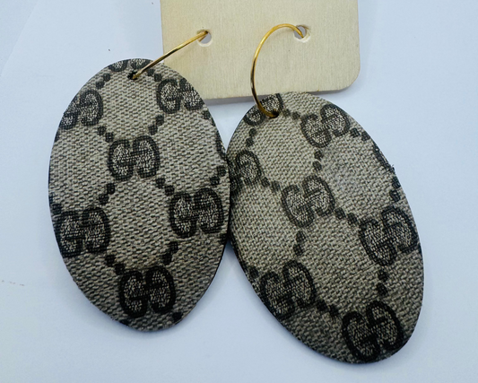 Cream Large Oval Designer Earrings