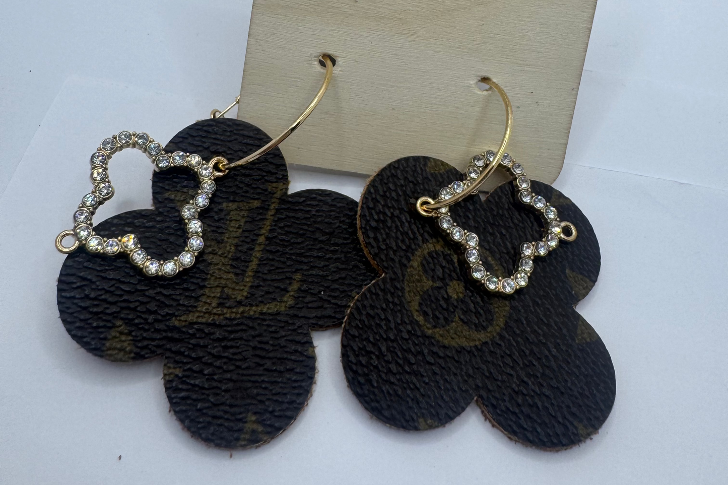 Brown Designer Clover Earrings