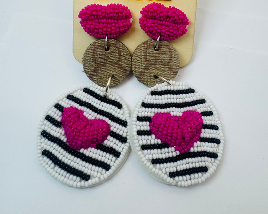 Red Designer Kiss Earrings