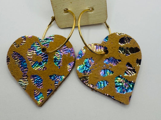 Tan & Rainbow Untamed Heart Earrings