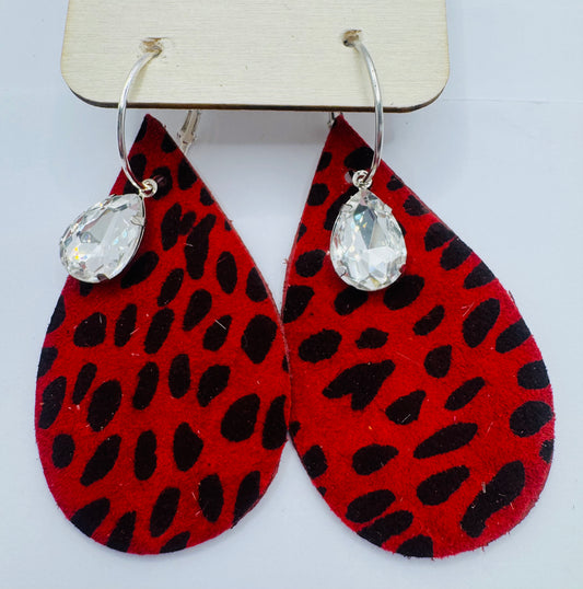 Red Hot Hair on Hide Earrings