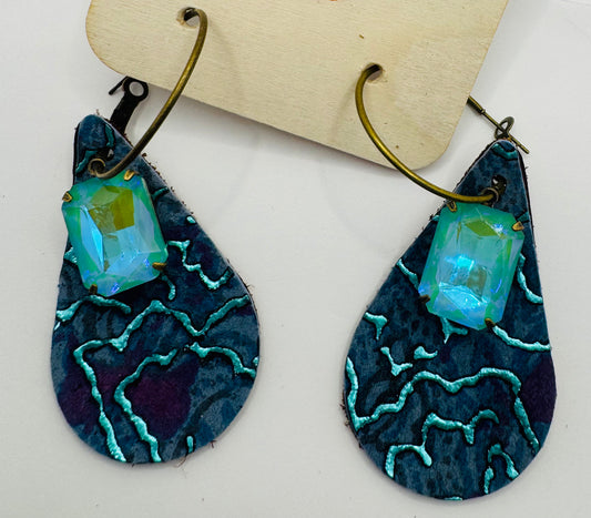 Minty blue Leather Earrings