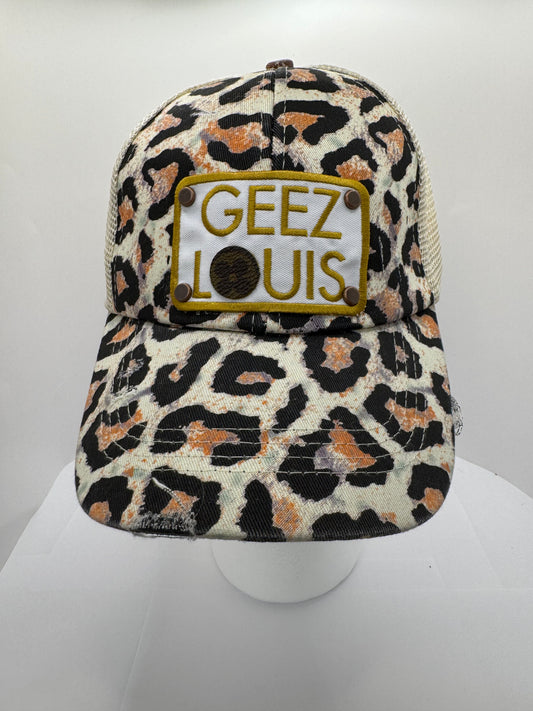 Designer Trucker Hat: Geez Louis animal print