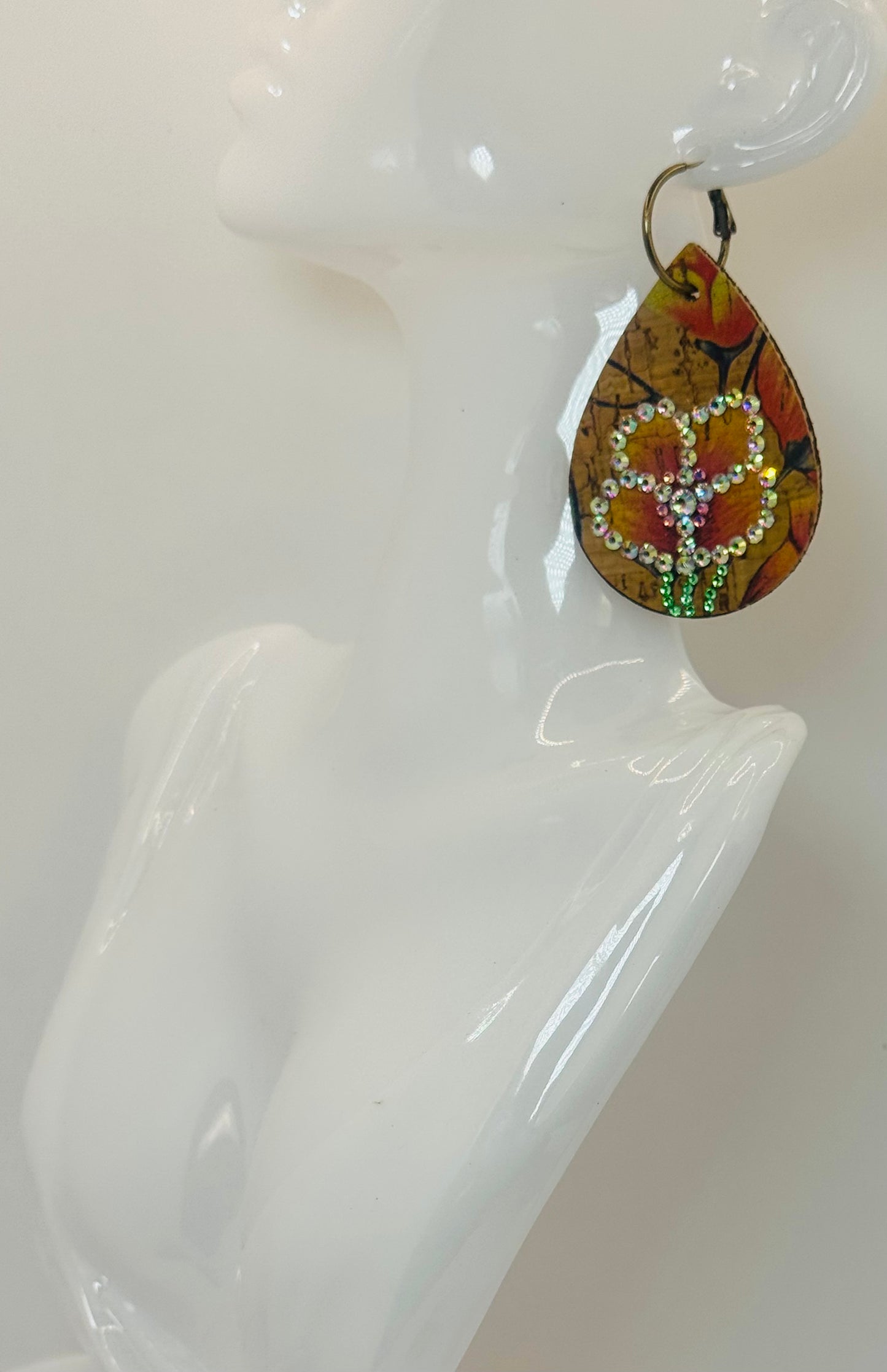 Yellow Rhinestone Bloom Earrings