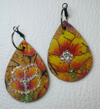 Yellow Rhinestone Bloom Earrings