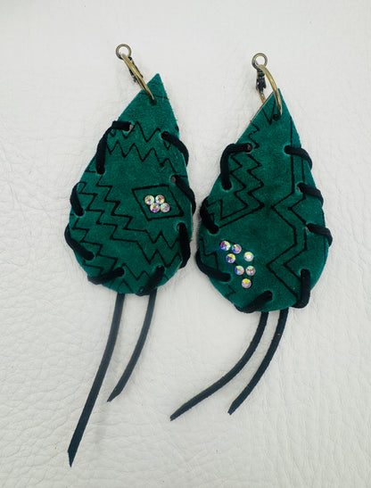 Green Aztec Earrings