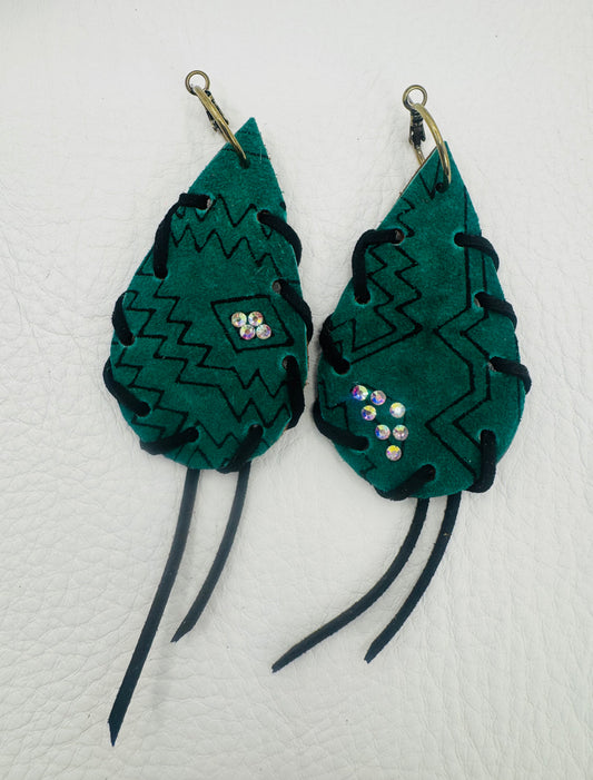 Green Aztec Earrings