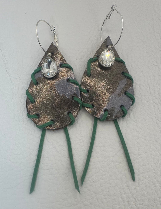 Camo green Sparkle Earrings