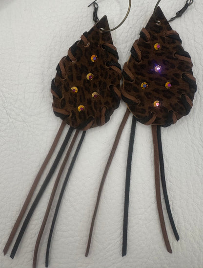 Brown & Black Leopard Love Earrings