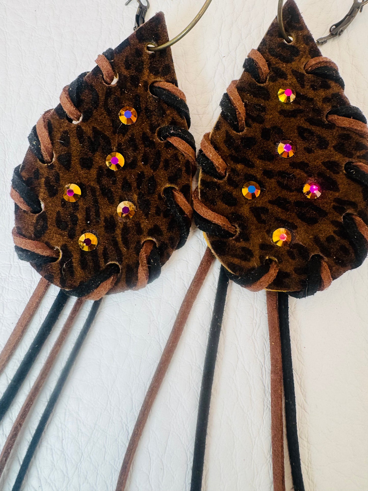 Brown & Black Leopard Love Earrings