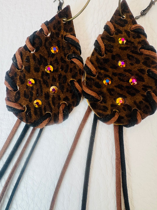 Brown & Black Leopard Love Earrings