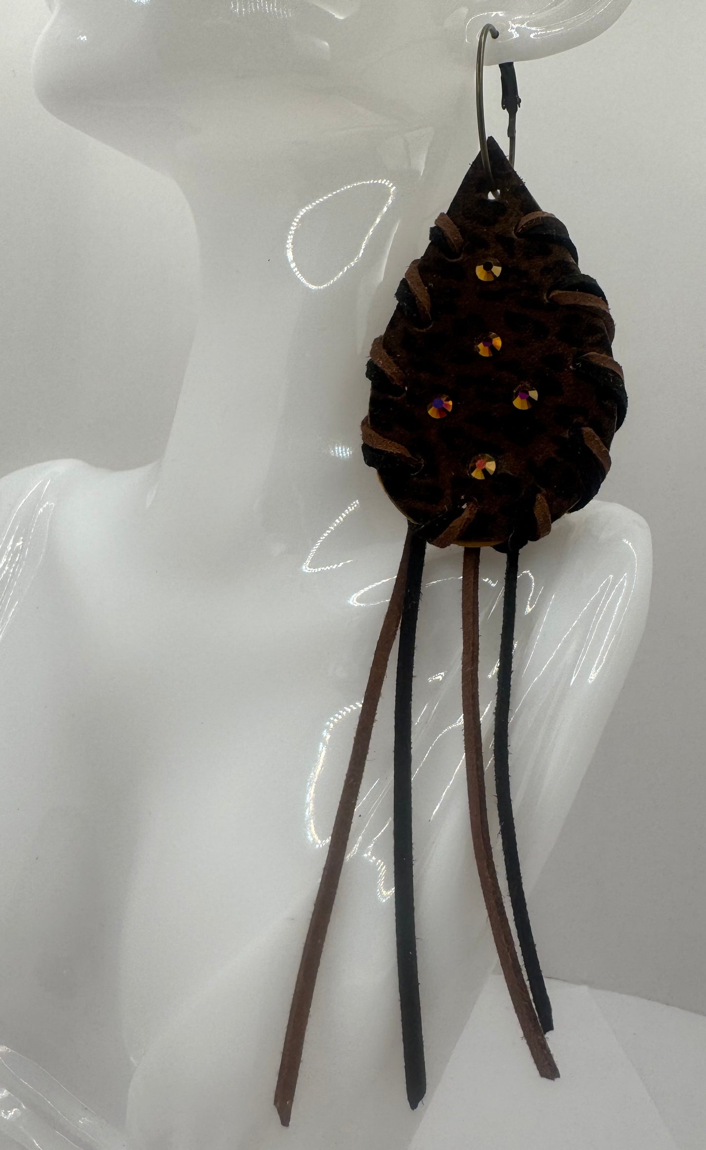 Brown & Black Leopard Love Earrings