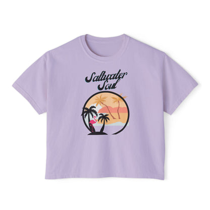 Salt Water Soul Women's Boxy Tee, Beachwear, Summer Tee, Casual Outfit, Vacation Top, Gift for Her, swim wear, costal living, sea life, ocean lover - Jagged Leather