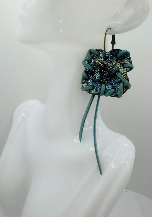 Blue Mint Clover Earrings