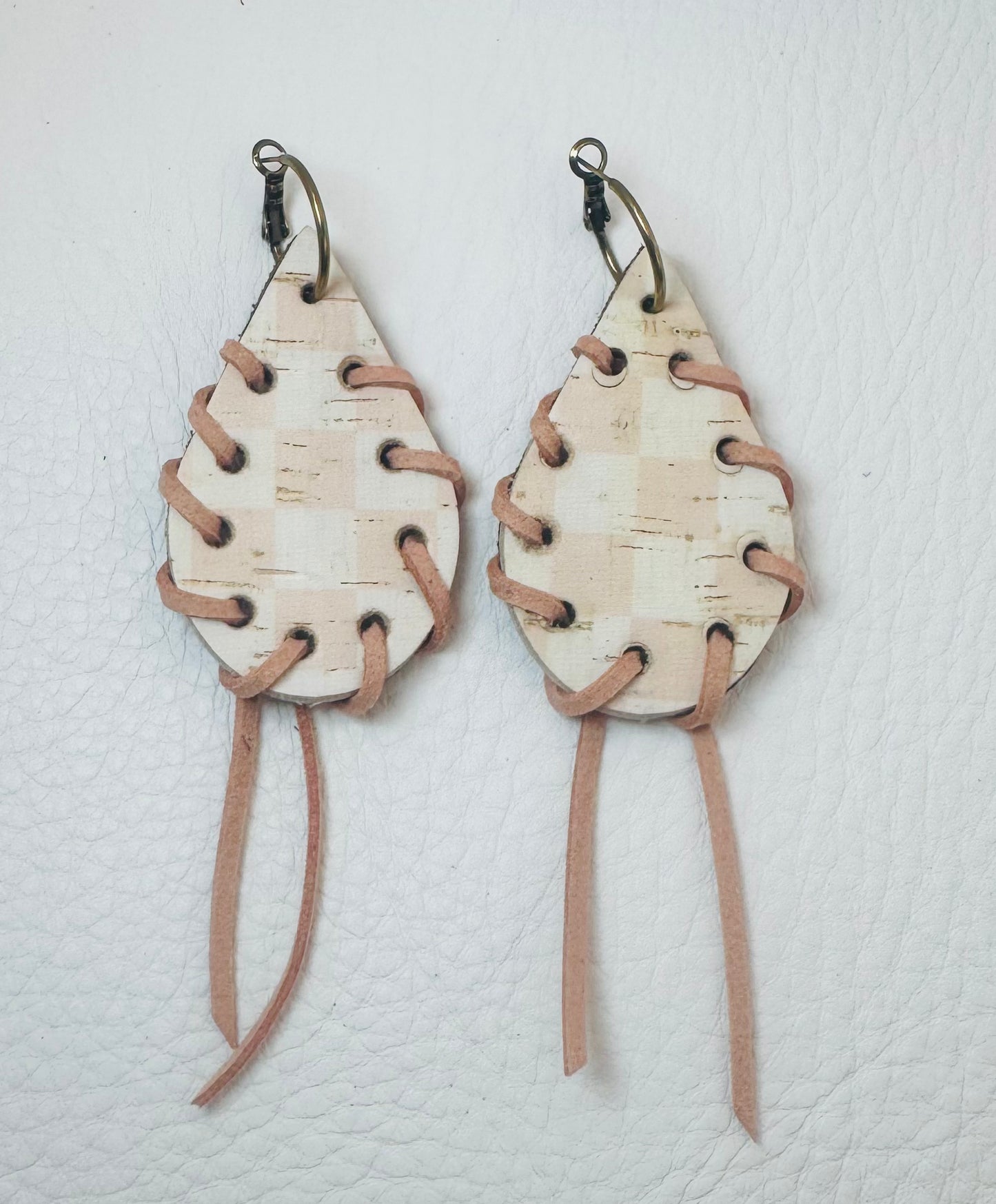 Pink & White Checkered Blush Earrings