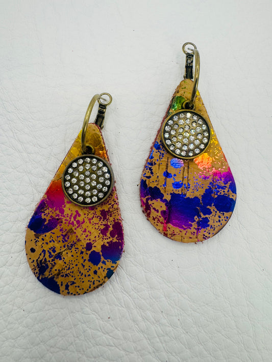 Rainbow Metallic Teardrop Earrings