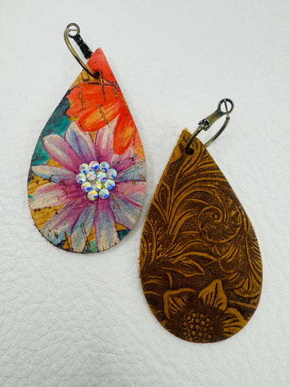 Purple& Orange flower Earrings