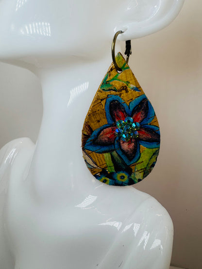 Unique Earrings: Blue Rhinestone