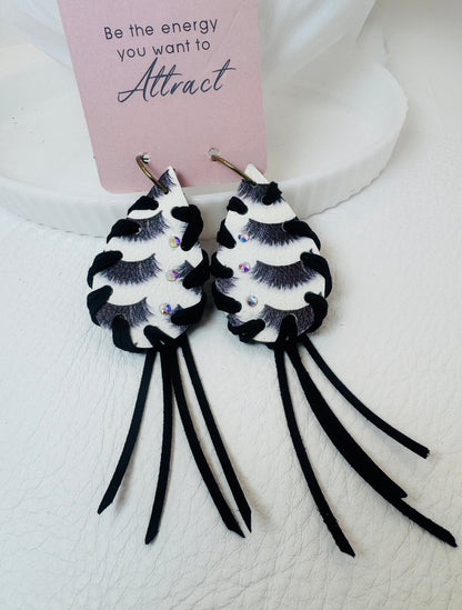 Unique Earrings: Lash with Tassels - Jagged Leather