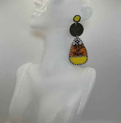 Orange & Yellow Candy Corn Beaded Earrings - Jagged Leather Handmade Jewelry