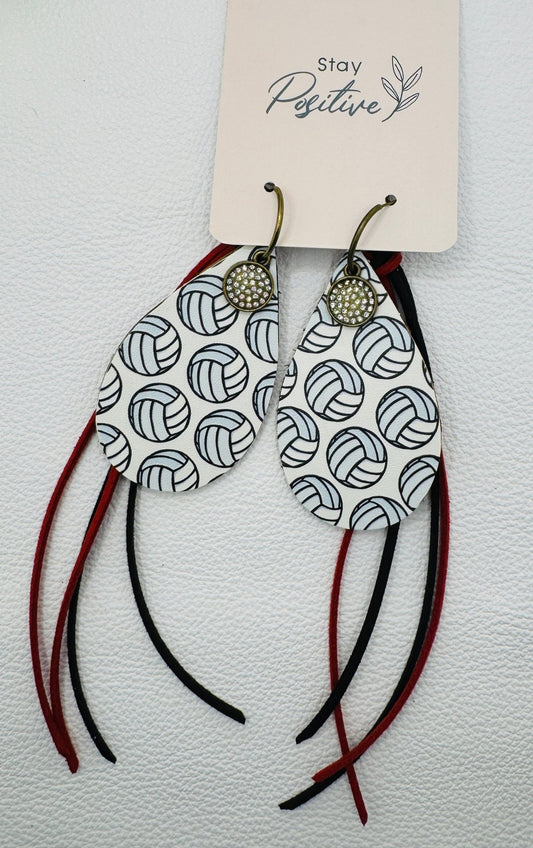 Scarlett & Black Volley Ball Earrings - Jagged Leather Handmade Jewelry