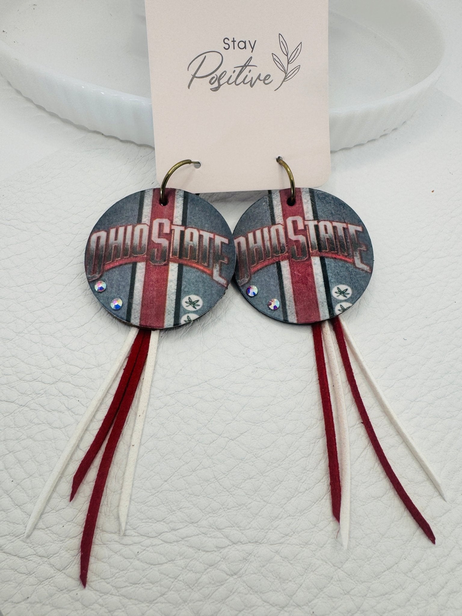 Scarlett football Earrings with tassels - Jagged Leather Handmade Jewelry